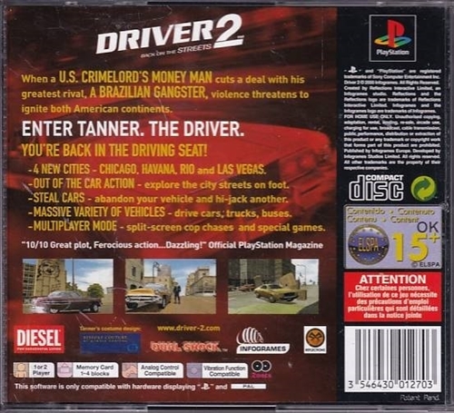 Driver 2 - PS1 (B Grade) (Genbrug)